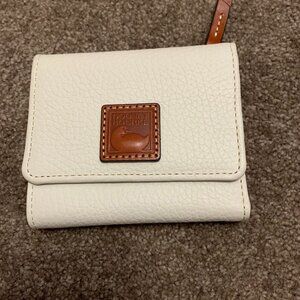 Dooney & Bourke Off White/Bone Pebble Grain Small Flap Credit Card Wallet